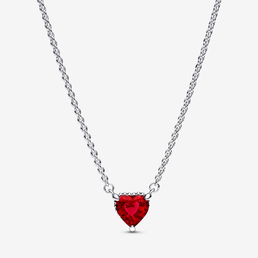 Náhrdelník, šterlingové striebro, kubický zirkón. Trblietavý náhrdelník s príveskom v tvare srdca image number 0