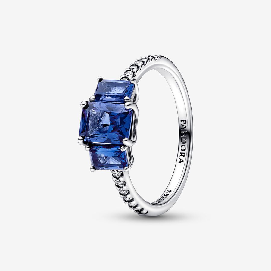 Trblietavý prsteň s tromi obdĺžnikovými modrými kameňmi image number 0