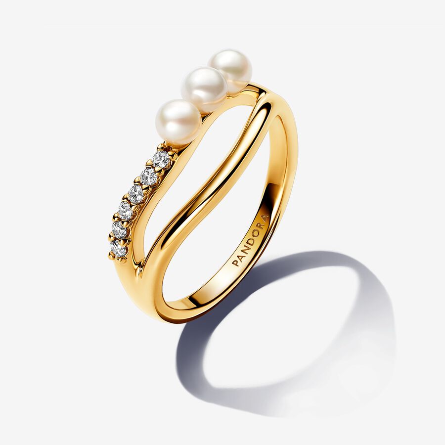 Dvojitý prsteň v prirodzenom vzhľade s opracovanou kultivovanou sladkovodnou perlou image number 0