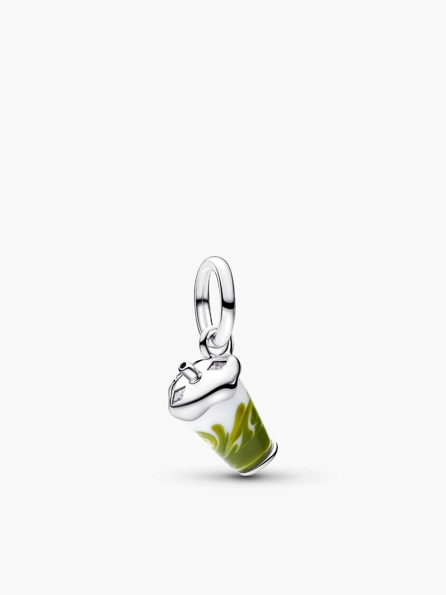 Visiaci prívesok z muránskeho skla s motívom ľadového matcha latte